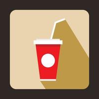 Soft drink in a red paper cup with straw icon vector