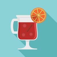 Mulled wine drink icon, flat style vector