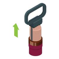 Dark metal corkscrew icon, isometric style vector