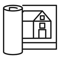 Architect house project icon, outline style vector