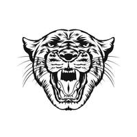 ilustración de vector de cara de pantera enojada en estilo de color cómico retro, perfecto para diseño de camiseta y tatuaje también diseño de logotipo de mascota
