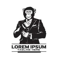 trajes de chimpancé, adecuados para logotipos de marcas y diseños de camisetas vector
