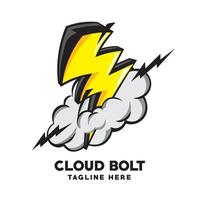 Cloud and Bolt vector illustration logo, perfect for t shirt design, Electricity Company Business logo, also School Sport club logo
