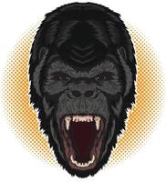 ilustración de vector de cara de gorila enojado en estilo dibujado a mano, bueno para diseño de camiseta y diseño de logotipo de mascota de equipo deportivo