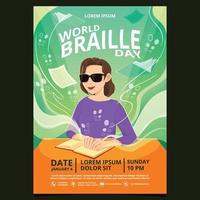 plantilla de póster del día mundial del braille vector