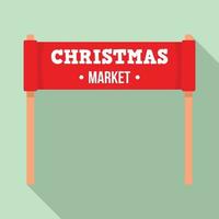 Christmas market banner icon, flat style vector