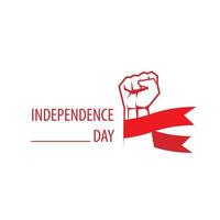 diseño vectorial del día de la independencia con la mano y la cinta roja vector