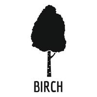 Birch tree icon, simple black style vector