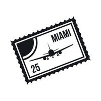 sello con avión y texto miami dentro del icono vector