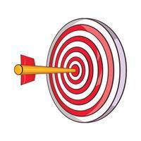 Red target and dart icon, cartoon style vector