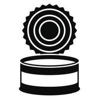 Open tin can icon, simple style vector