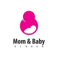 logotipo de mamá y bebé con mamá abrazando al bebé vector