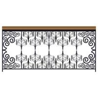 Metal forging handrails in realistic style. Blacksmithing work. Balcony railings. Colorful vector illustration isolated on white background.