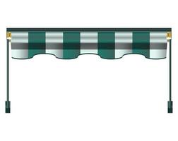 Striped awnings in realistic style. Awning for the cafes and street restaurants. Colorful vector illustration isolated on white background.
