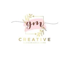 Initial GM feminine logo. Usable for Nature, Salon, Spa, Cosmetic and Beauty Logos. Flat Vector Logo Design Template Element.