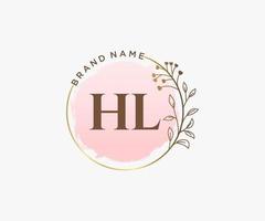 Initial HL feminine logo. Usable for Nature, Salon, Spa, Cosmetic and Beauty Logos. Flat Vector Logo Design Template Element.