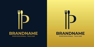 logotipo de restaurante con letra p, adecuado para cualquier negocio relacionado con restaurante, cafetería, catering con iniciales p. vector
