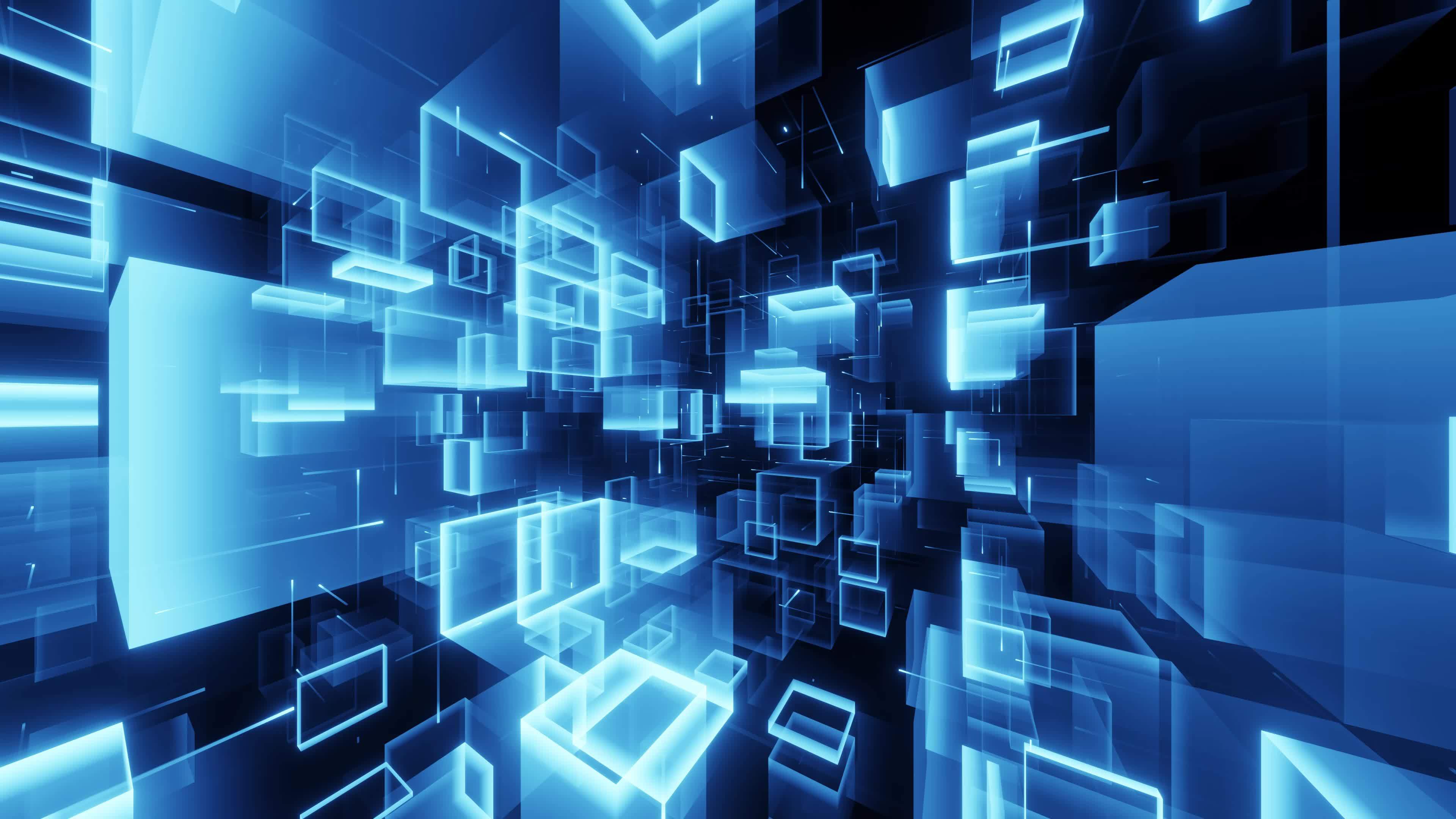 Futuristic Square tunnel box background, blue colour, 4k resolution, rotate 360 degree 14415198