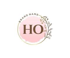 Initial HO feminine logo. Usable for Nature, Salon, Spa, Cosmetic and Beauty Logos. Flat Vector Logo Design Template Element.