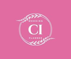 CI Initials letter Wedding monogram logos collection, hand drawn modern minimalistic and floral templates for Invitation cards, Save the Date, elegant identity for restaurant, boutique, cafe in vector