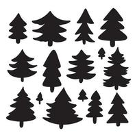 Set of different Christmas tree silhouettes. Winter holidays Christmas, New Year design element. Vector illustration.