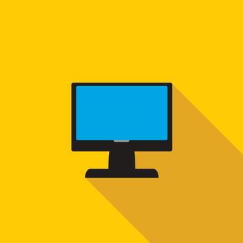 Blank computer monitor icon, flat style vector