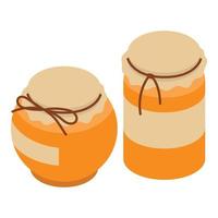 Honey jar icon, isometric style vector