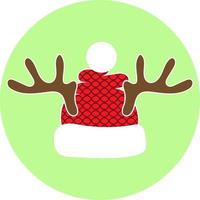 Winter red Christmas hat with horns. vector