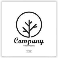 diseño de logotipo de árbol de círculo de contorno limpio simple plantilla elegante premium vector eps 10