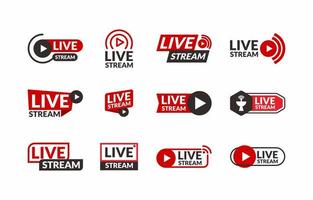 Live Online Stream Icon Badge Collection vector