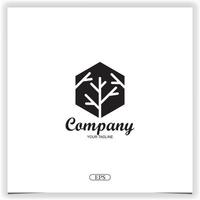 Hexagon tree logo design premium elegant template vector eps 10