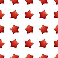 Festive pattern with red stars in cartoon style on white background vector