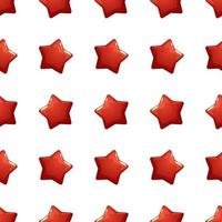 Festive pattern with red stars in cartoon style on white background vector