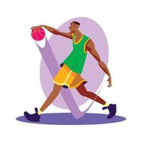 joven jugador de baloncesto vector