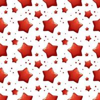Festive pattern with red stars and dots in cartoon style on a white background vector