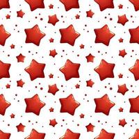 Festive pattern with red stars and dots in cartoon style on a white background vector