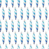 Christmas pattern with toy icicles in cartoon style on white background vector