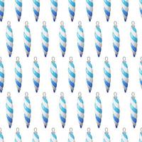 Christmas pattern with toy icicles in cartoon style on white background vector