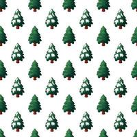 Pattern with Christmas tree with snow on white background vector