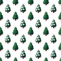 Pattern with Christmas tree with snow on white background vector