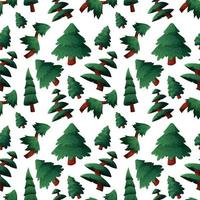 Pattern with different Christmas trees and pines on white background vector