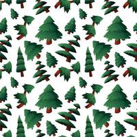 Pattern with different Christmas trees and pines on white background vector