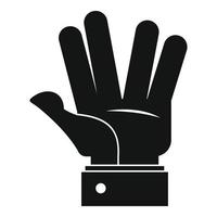 Hand hello icon, simple black style vector