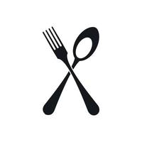 Spoon and fork icon, simple style vector