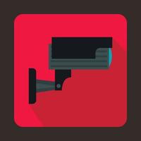 Surveillance camera icon in flat style vector