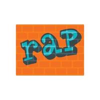 rap en el icono de la pared de ladrillos, estilo plano vector