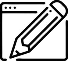 pencil icon in black vector image, illustration of pencil in black on white background, a pen design on a white background