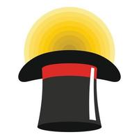 Hat with glow icon, cartoon style. vector