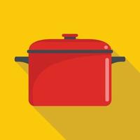 Soup saucepan icon, flat style vector