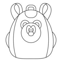 icono de mochila de oso lindo, estilo de contorno vector